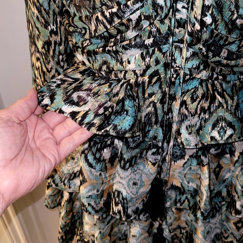 Miss Me Womens Print Ruffle Dress, Size Medium, Neck tied straps - Picture 3 of 10